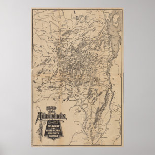 Vintage Karta i Adirondacks (1880) V.2 Poster