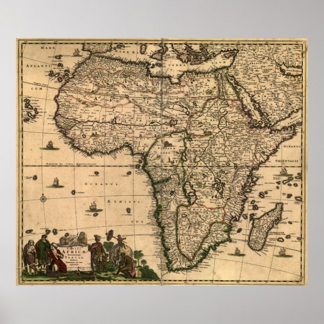 Vintage Karta i Afrika (1688) Poster (Framsidan)