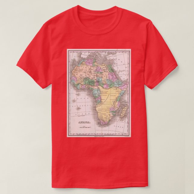 Vintage Karta i Afrika 1827 T Shirt (Design framsida)