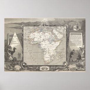 VINTAGE KARTA i AFRIKA POSTER