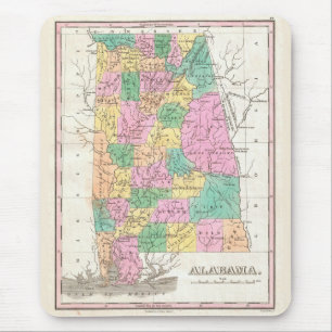 Vintage Karta i Alabama (1827) Musmatta