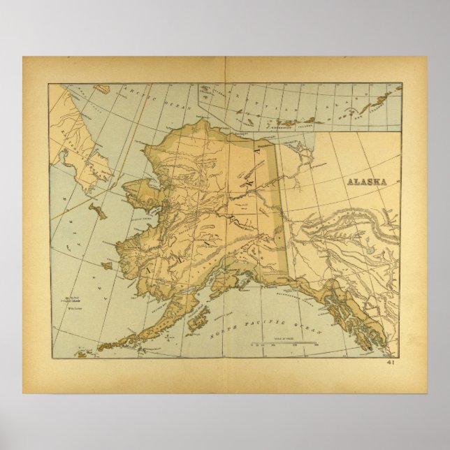 Vintage Karta i Alaska (1894) Poster (Framsidan)