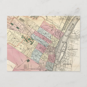 Vintage Karta i Albany NY (1874) Vykort