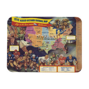 Vintage Karta i amerikanska fotbollen från 1950-t Magnet