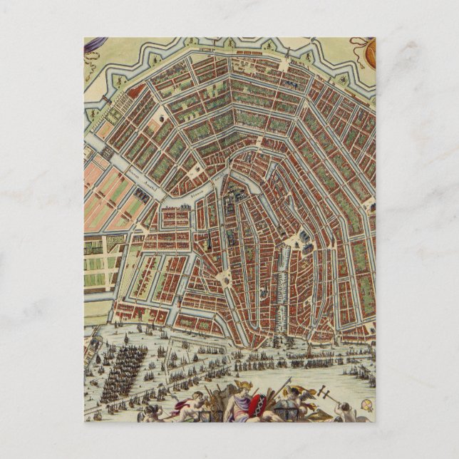 Vintage Karta i Amsterdam (1688) Vykort (Framsida)