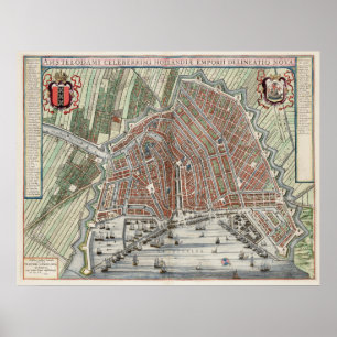 Vintage karta i Amsterdam Poster