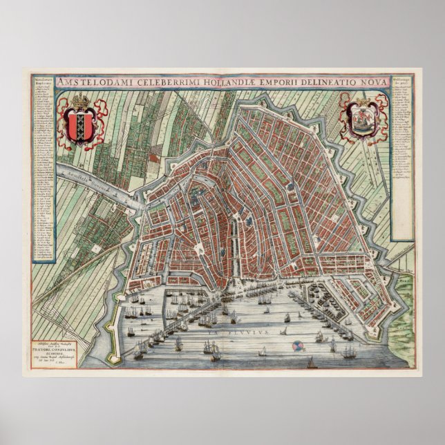 Vintage karta i Amsterdam Poster (Framsidan)