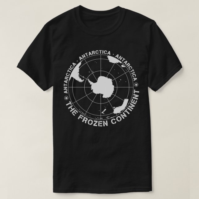 Vintage Karta i Antarctica T Shirt (Design framsida)