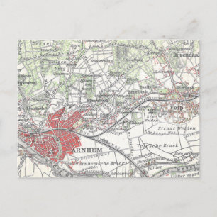 Vintage Karta i Arnhem och omgivande områden (1905 Vykort