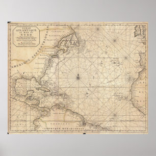 Vintage Karta i Atlanten (1683) Poster