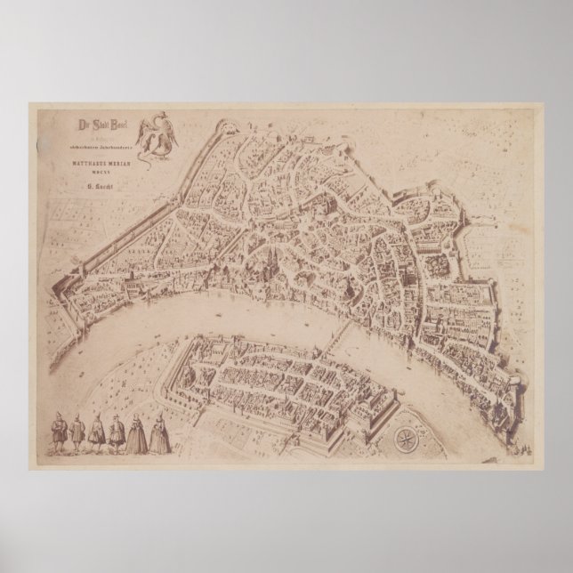 Vintage Karta i Basel Schweiz (1873) Poster (Framsidan)