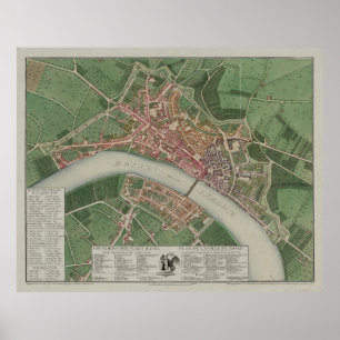 Vintage Karta i Basel Schweiz (1876) Poster