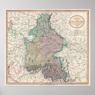 Vintage Karta i Bayern Tyskland (1799) Poster