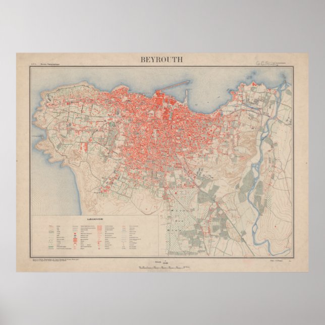 Vintage Karta i Beirut Libanon (1922) Poster (Framsidan)