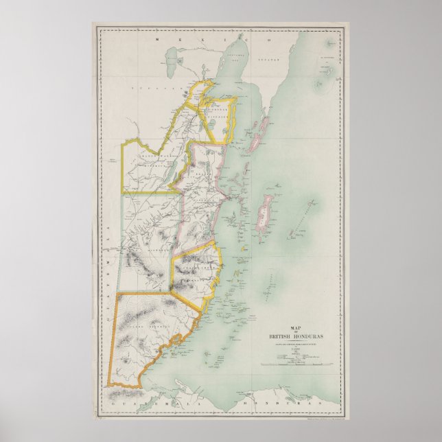 Vintage Karta i Belize (1921) Poster (Framsidan)