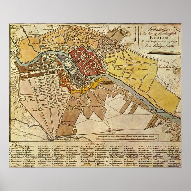 Vintage Karta i Berlin Tyskland (1789) Poster (Framsidan)