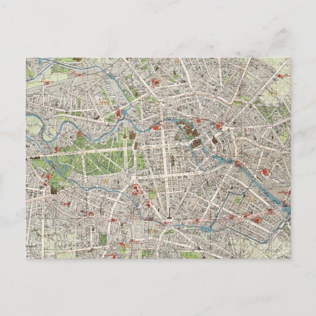 Vintage Karta i Berlin Tyskland (1905) Vykort (Framsida)