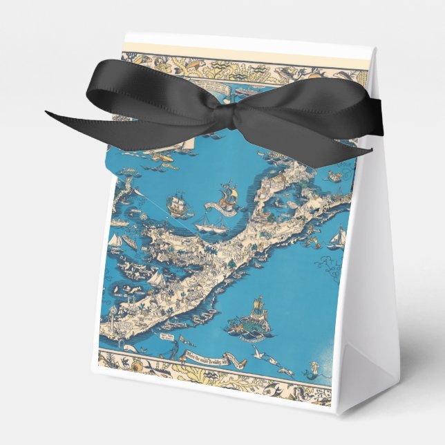 Vintage Karta i Bermuda-öarna Presentaskar (Framsidan Sidan)