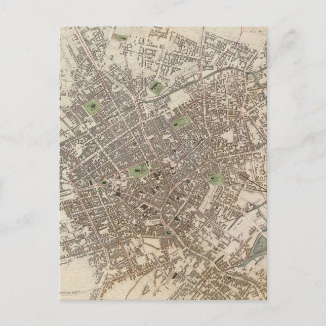 Vintage Karta i Birmingham England (1839) Vykort (Framsida)