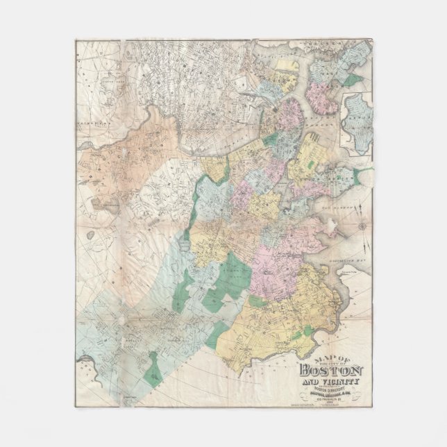 Vintage Karta i Boston Massachusetts (1896) Fleecefilt (Framsidan)