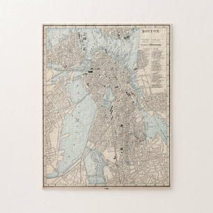 Vintage Karta i Boston MORSA (1893) Pussel