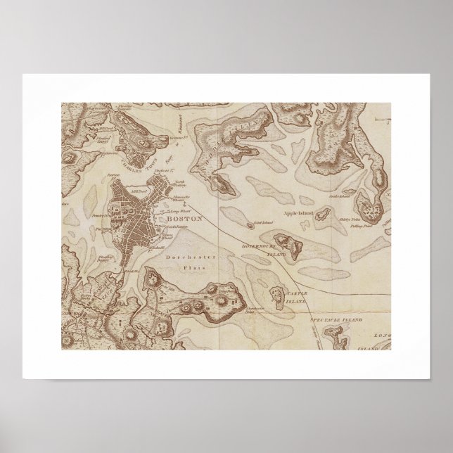 Vintage Karta i Boston Poster (Framsidan)