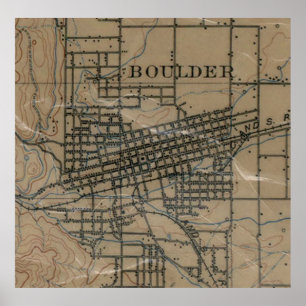 Vintage Karta i Boulder Colorado (1904) Poster