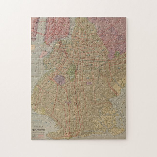 Vintage Karta i Brooklyn NY (1911) Pussel (Vertikal)
