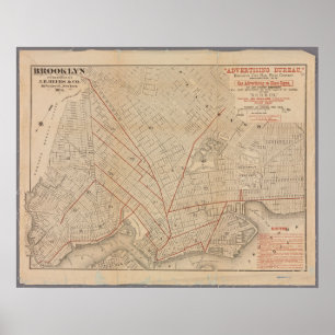 Vintage Karta i Brooklyn Poster