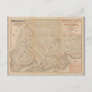 Vintage Karta i Brooklyn Poster Vykort