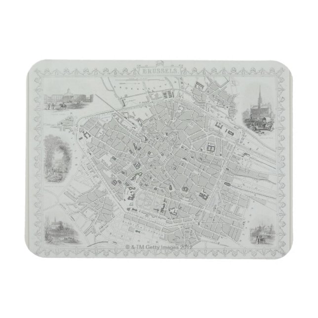 Vintage Karta i Bryssel Magnet (Horisontell)