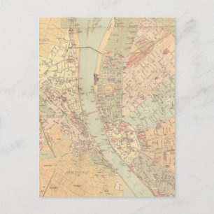 Vintage Karta i Budapest Ungern (1884) Vykort