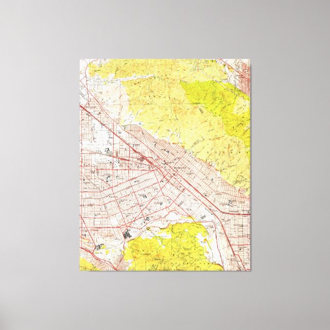 Vintage Karta i Burbank California (1953) Canvastryck (Framsida)