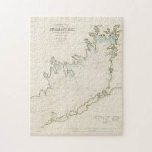 Vintage Karta i Buzzards Bay MORSA (1876) Pussel