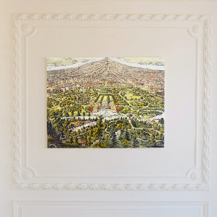 Vintage karta i Central Park, New York, 1873 Canvastryck