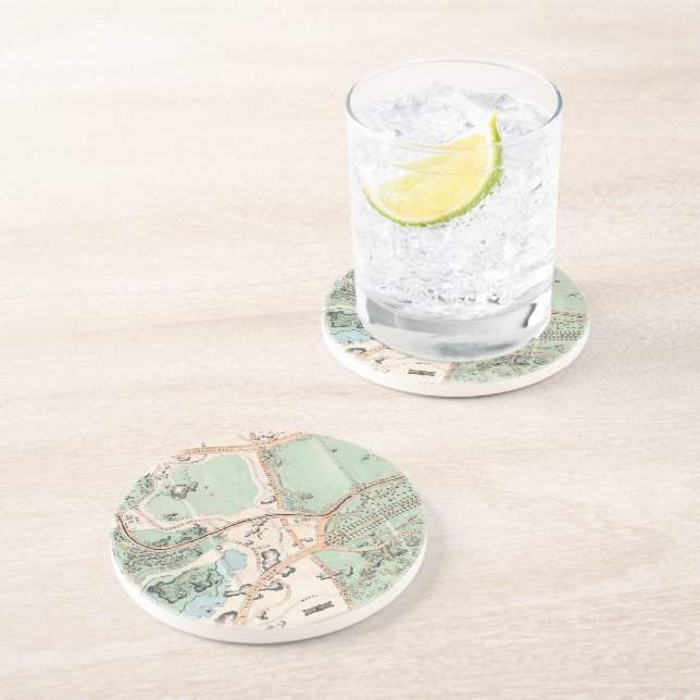 Vintage Karta i Centralparken (1860) Underlägg Sandsten (Sidan)