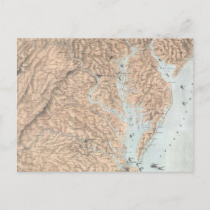 Vintage Karta i Chesapeake Bay (1861) Vykort