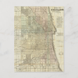 Vintage Karta i Chicago (1857) Vykort