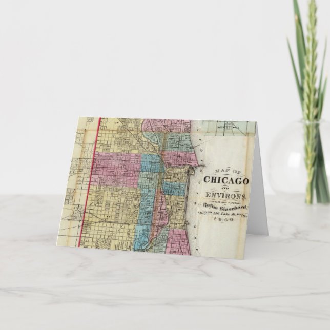 Vintage Karta i Chicago (1869) Kort (Framsida)