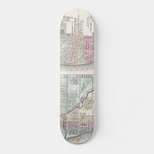 Vintage Karta i Chicago och St Louis (1855) Mini Skateboard Bräda 18,7 Cm