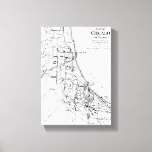 Vintage Karta i Chicago Railroad Network (1913) Canvastryck