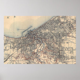 Vintage Karta i Cleveland (1904) Poster