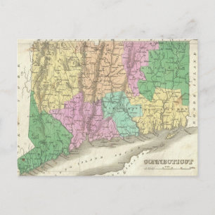 Vintage Karta i Connecticut (1827) Vykort