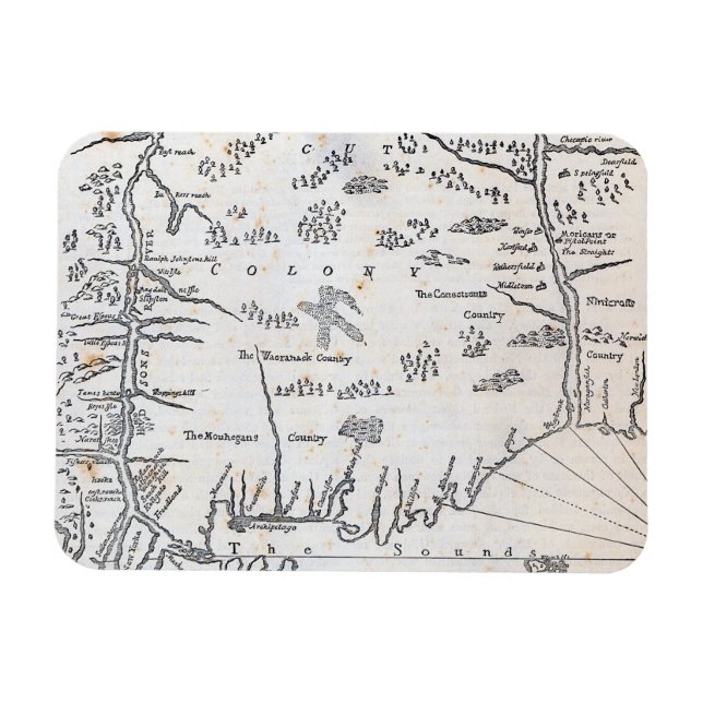 Vintage Karta i Connecticut Magnet (Horisontell)