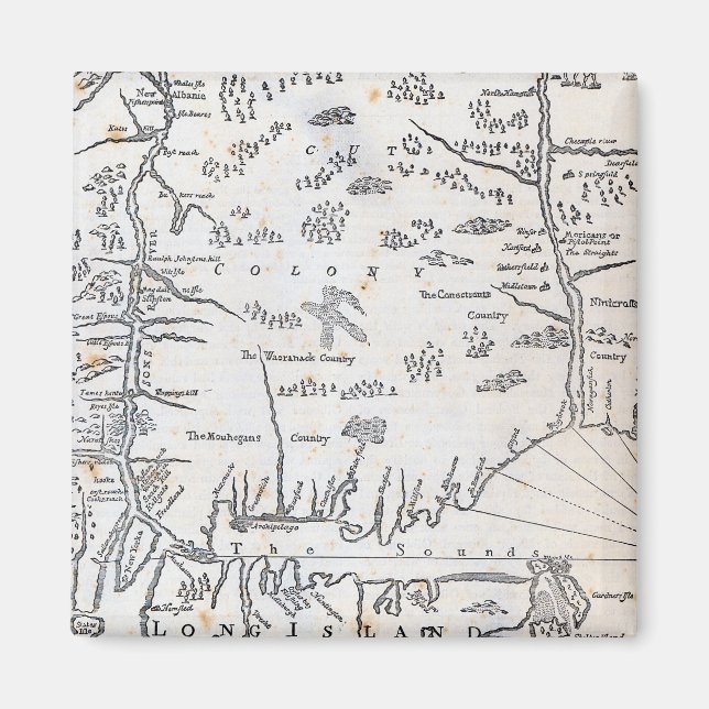 Vintage Karta i Connecticut Magnet (Framsidan)