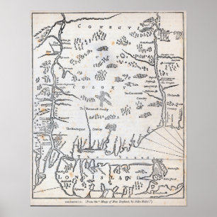 Vintage Karta i Connecticut Poster