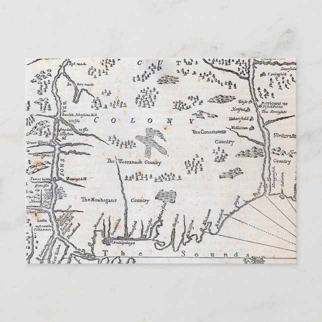 Vintage Karta i Connecticut Vykort (Framsida)