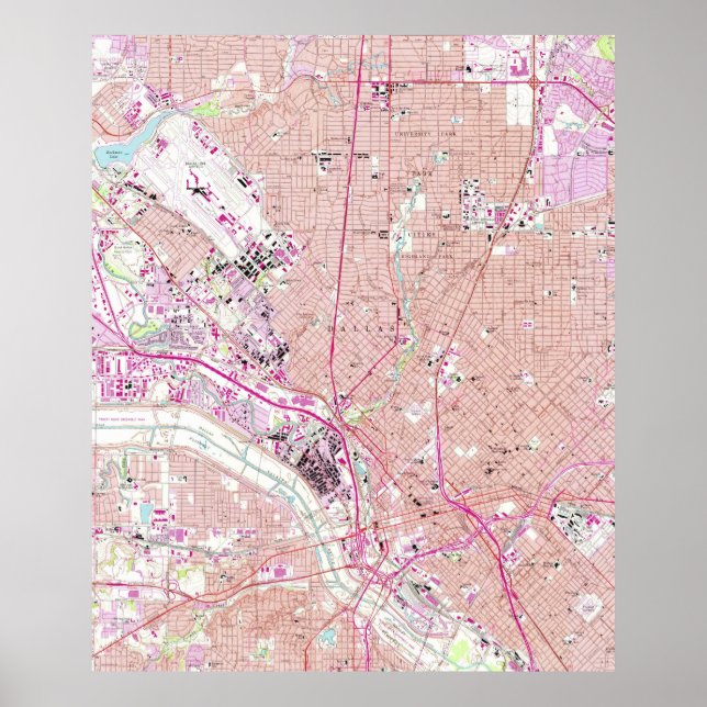 Vintage Karta i Dallas Texas (1958) Poster (Framsidan)