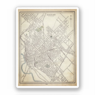 Vintage karta i Dallas, TX (1890) Klistermärken