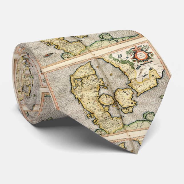 Vintage Karta i Danmark (1596) Slips (Rullad)